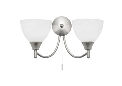 Luminosa Lighting Luminosa Alton 2 Light Indoor Wall Light Satin Chrome With Matt Opal GlassE14 from B&Q