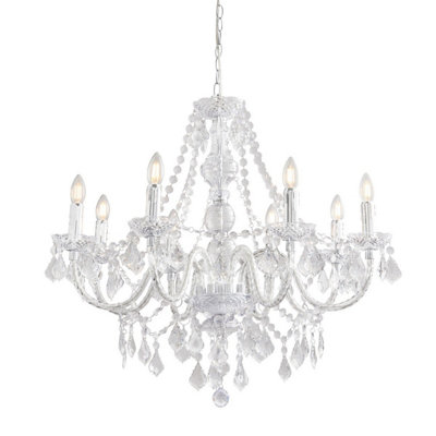 B&Q -  Luminosa Clarence 8 Light Chandelier Acrylic & Chrome FinishE14
