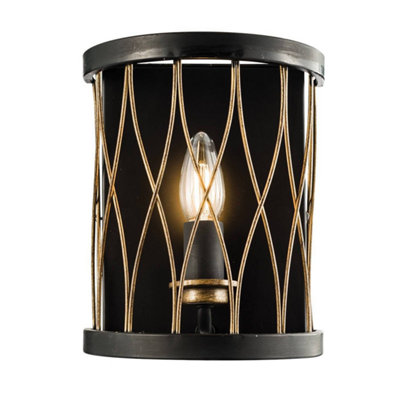 Luminosa Lighting Luminosa Heston 1 Light Indoor Candle Wall Light Matt BlackRustic Bronze EffectE14 from B&Q