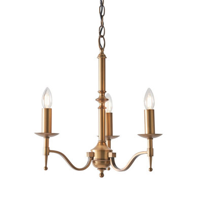 B&Q -  Luminosa Stanford 3 Light Multi Arm Ceiling Pendant Chandelier Antique BrassE14