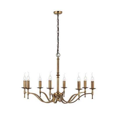 Luminosa Lighting Luminosa Stanford 8 Light Chandelier Antique Brass FinishE14 from B&Q