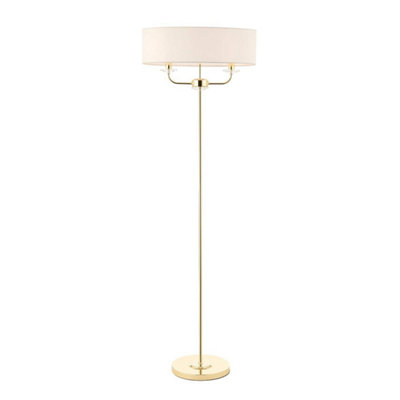 Luminosa Lighting Luminosa Nixon 2 Light Floor Lamp BrassCrystal GlassE14 from B&Q