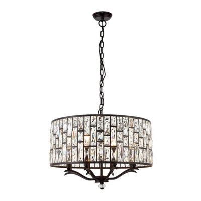 Luminosa Ing Luminosa Belle 8 Ceiling Pendant Clear Crystal, E14 Light/Dark/Bronze
