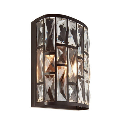 Luminosa Ing Luminosa Belle 1 Indoor Wall Bronze With Crystal, E14 Light/Dark