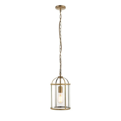 Luminosa Lighting Luminosa Lambeth 1 Light Ceiling Pendant Antique BrassGlassE27 from B&Q