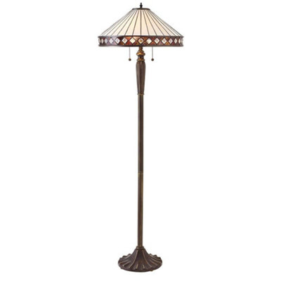 Luminosa Lighting Luminosa Fargo 2 Light Floor Lamp Dark BronzeTiffany GlassE27 from B&Q
