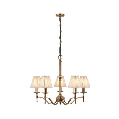 Luminosa Lighting Luminosa Stanford 5 Light Multi Arm Ceiling Pendant Chandelier Antique BrassE14 from B&Q