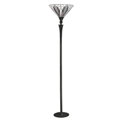Luminosa Lighting Luminosa Astoria 1 Light Floor Lamp Uplighter BlackTiffany Style GlassE27