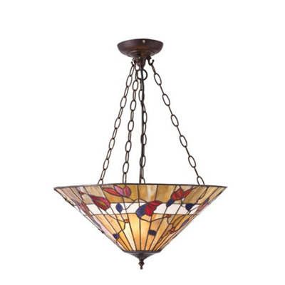 Luminosa Lighting Luminosa Astoria 2 Light Medium Table Lamp BlackTiffany Style GlassE27