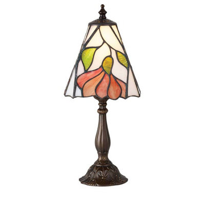 Luminosa Lighting Luminosa Botanica 1 Light Small Table Lamp Dark BronzeTiffany GlassE14 from B&Q