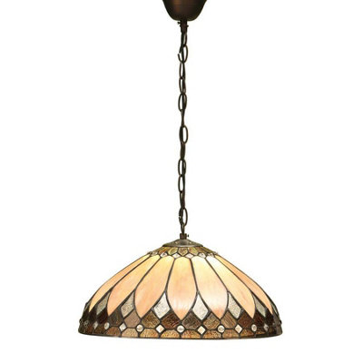 Luminosa Lighting Luminosa Brooklyn 1 Light Medium Ceiling Pendant Dark BronzeTiffany GlassE27 from B&Q