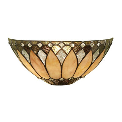 Luminosa Lighting Luminosa Brooklyn 1 Light Indoor Wall Uplighter Tiffany GlassE14 from B&Q