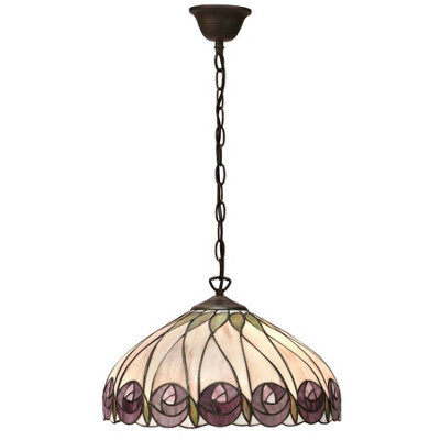 Luminosa Lighting Luminosa Hutchinson 1 Light Medium Ceiling Pendant Dark BronzeTiffany GlassE27 from B&Q