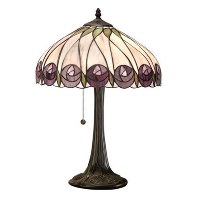 Luminosa Lighting Luminosa Hutchinson 1 Light Medium Table Lamp Tiffany GlassDark Bronze Paint With HighlightsE27 from B&Q