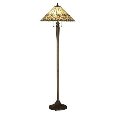 Luminosa Lighting Luminosa Jamelia 2 Light Floor Lamp Tiffany GlassDark Bronze Paint With HighlightsE27 from B&Q