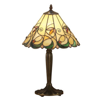 Luminosa Lighting Luminosa Jamelia 1 Light Small Table Lamp Tiffany GlassDark Bronze Paint With HighlightsE27 from B&Q