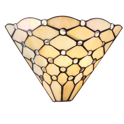 Luminosa Lighting Luminosa Pearl 1 Light Indoor Wall Uplighter Dark Bronze With Tiffany GlassE14 from B&Q