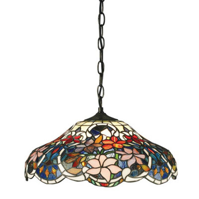 Luminosa Lighting Luminosa Sullivan 1 Light Medium Ceiling Pendant Dark BronzeTiffany GlassE27 from B&Q