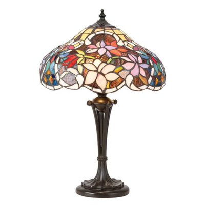 Luminosa Lighting Luminosa Sullivan 2 Light Small Table Lamp Dark BronzeTiffany GlassE27 from B&Q