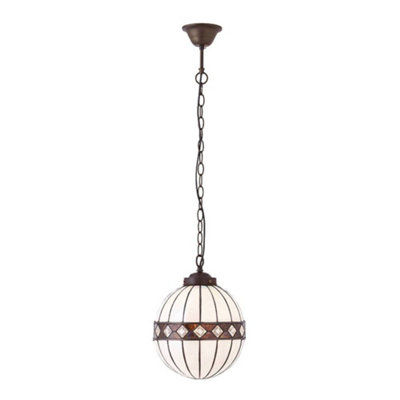 Luminosa Lighting Luminosa Fargo 1 Light Small Globe Ceiling Pendant Dark BronzeTiffany GlassE14 from B&Q