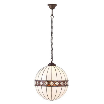 Luminosa Lighting Luminosa Fargo 1 Light Medium Globe Ceiling Pendant Dark BronzeTiffany GlassE27 from B&Q