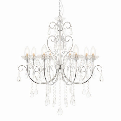 B&Q -  Luminosa Tabitha 8 Light Bathroom Pendant Crystal Glass DetailChrome Plate Ip44G9