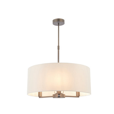Anson Lighting Donovan Antique Bronze And Marble Faux Silk Shade 3 Light Ceiling Pendant from B&Q