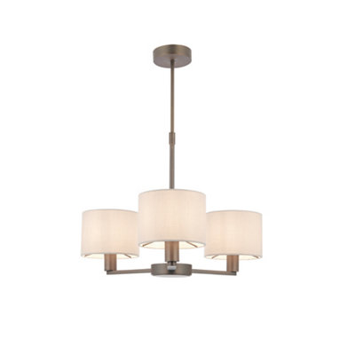 Anson Lighting Donovan Antique Bronze And Marble Faux Silk Shade 3 Light Ceiling Pendant from B&Q