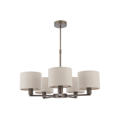 Anson Lighting Donovan Antique Bronze And Marble Faux Silk Shade 5 Light Ceiling Pendant from B&Q