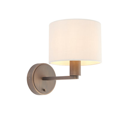 Anson Lighting Donovan Antique Bronze And Marble Faux Silk Shade 1 Light Wall Light from B&Q