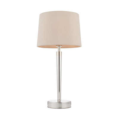 Anson Lighting Dyme Bright Nickel With Mink Faux Silk Shade Elegant 1 Light Table Light With Usb from B&Q
