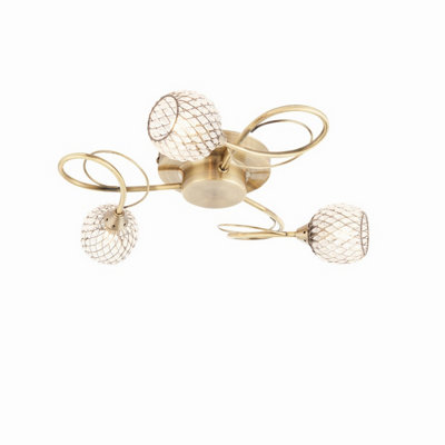Ceiling Light Brass Aherne 3 Chrome With Wire And Glass Bead Shades Aherne-3CH - Image 5