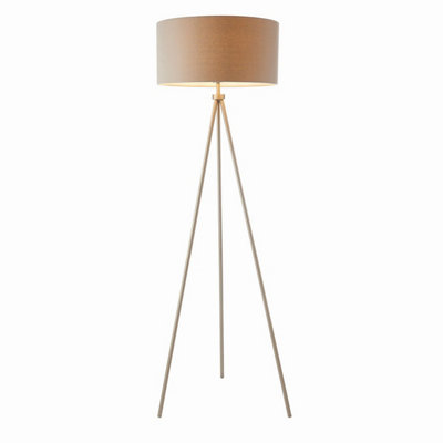 Netlighting Unisex Grey Tri Light Floor Lamp Matt Nickel Linen Effect E27 Size 1 - Image 5