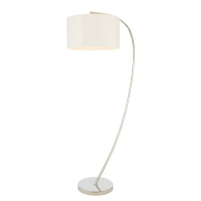 Anson Lighting Josephine 1 Light Floor Lamp In Bright Nickel Plate & Vintage White Faux Silk from B&Q