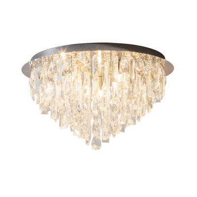 Anson Lighting Shaya Chrome With Clear K5 Crystal Glass Decorative 5 Light Flush Ceiling Light from B&Q
