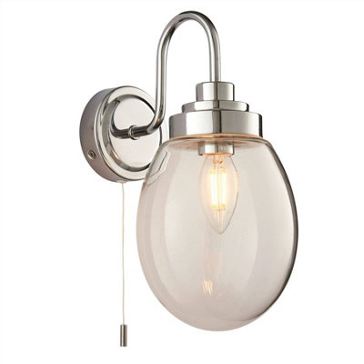 Luminosa Lighting Luminosa Hampton Led 1 Light Bathroom Wall GlassChrome Plate Ip44Led E14 from B&Q