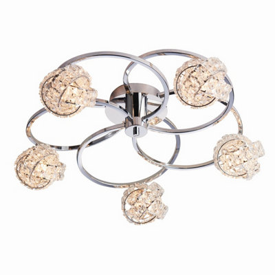 Luminosa Ing Luminosa Talia 5 Semi Flush Chrome, Crystal (K5) Glass, G9 Light