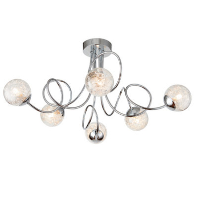 Anson Lighting Fabia Chrome Effect Modern 6 Light Semi Flush Ceiling Light from B&Q