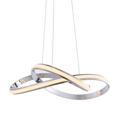Luminosa Lighting Luminosa Aria Integrated Led Pendant Chrome Effect Plate & Matt White Silicone 1 Light Dimmable Ip20 from B&Q