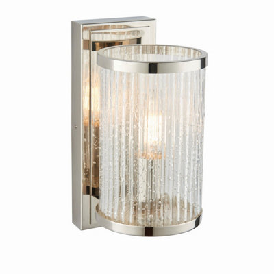 Netlighting Unisex Grey Easton Light Wall Bright Nickel Ribbed Glass With Bubbles E14 In Size 1 - Image 5