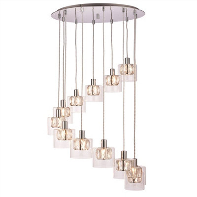 Luminosa Lighting Luminosa Verina 12 Light Spiral Cluster Pendant ChromeGlassG9 from B&Q