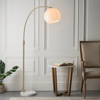 Anson Lighting Fresco White And Grey Marblewith Gloss Opal Glass Shade Trendy 1 Light Floor Light from B&Q