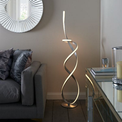 B&Q -  Pagazzi Zkylar Led Matte Silver Floor Lamp