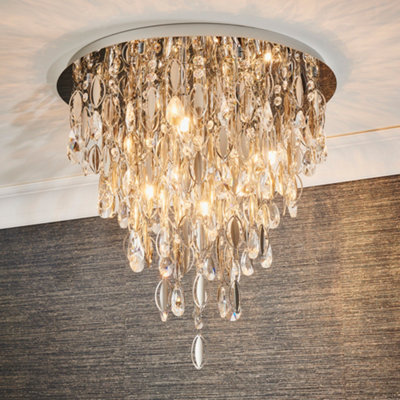 Anson Lighting Marigold Chrome With Clear K5 Crystal Glass 6 Decorative 6 Light Flush Ceiling Light from B&Q