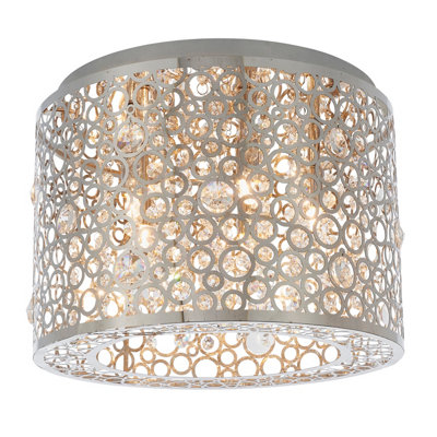 Anson Lighting Filipa Chrome Effect And Clear K5 Faceted Crystal Glass 5 Light Flush Ceiling Fitting from B&Q