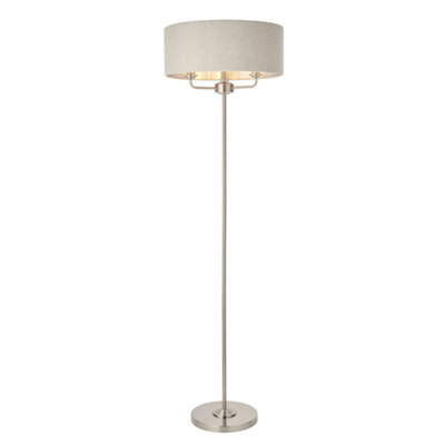 Luminosa Lighting Luminosa Highclere Base & Shade Floor Lamp Brushed Chrome PlateNatural Linen from B&Q