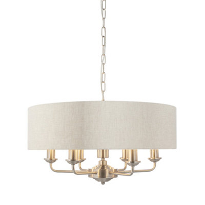 Luminosa Ing Luminosa Highclere Single Shade Pendant Brushed Chrome Plate, Natural Linen Light