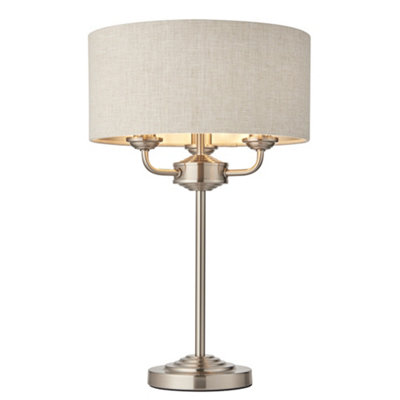 Luminosa Lighting Luminosa Highclere Table Lamp Brushed Chrome PlateNatural Linen Shade from B&Q