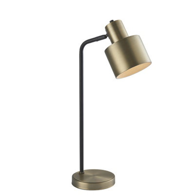 Luminosa Lighting Luminosa Mayfield Task Table Lamp Matt Antique Brass PlateMatt Black from B&Q