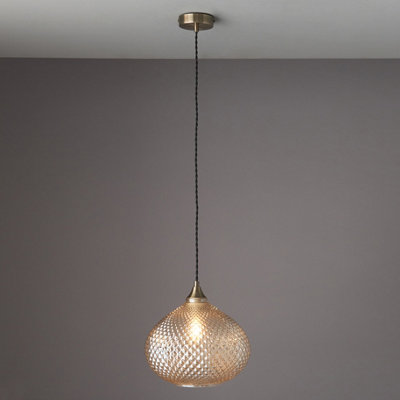 Anson Lighting Marlo Antique Brass With Reflective Champagne Glass 1 Light Ceiling Pendant from B&Q